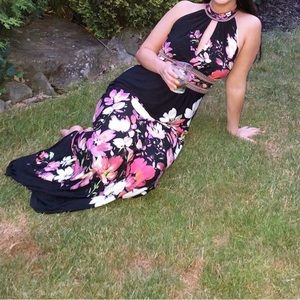 maxi high neck floral dress